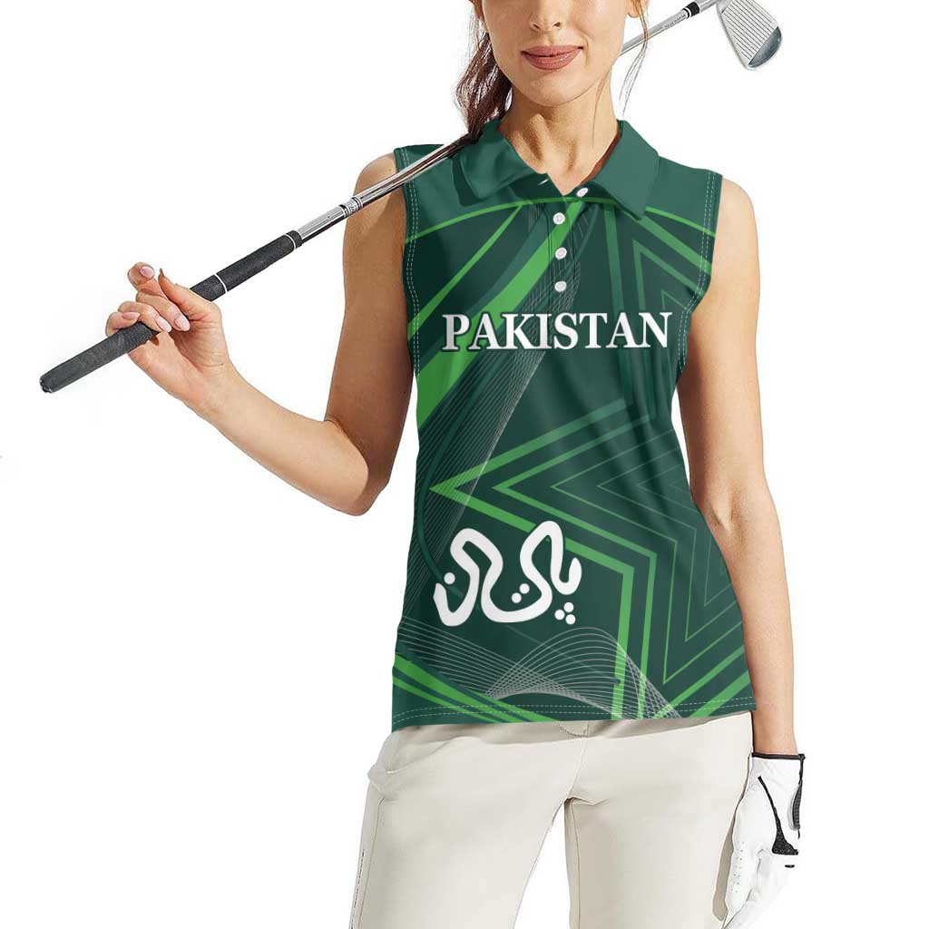 Custom Pakistan Cricket Women Sleeveless Polo Shirt Go Shaheens Sporty Version