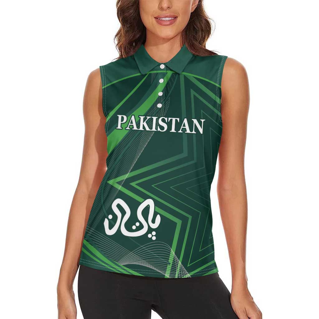 Custom Pakistan Cricket Women Sleeveless Polo Shirt Go Shaheens Sporty Version