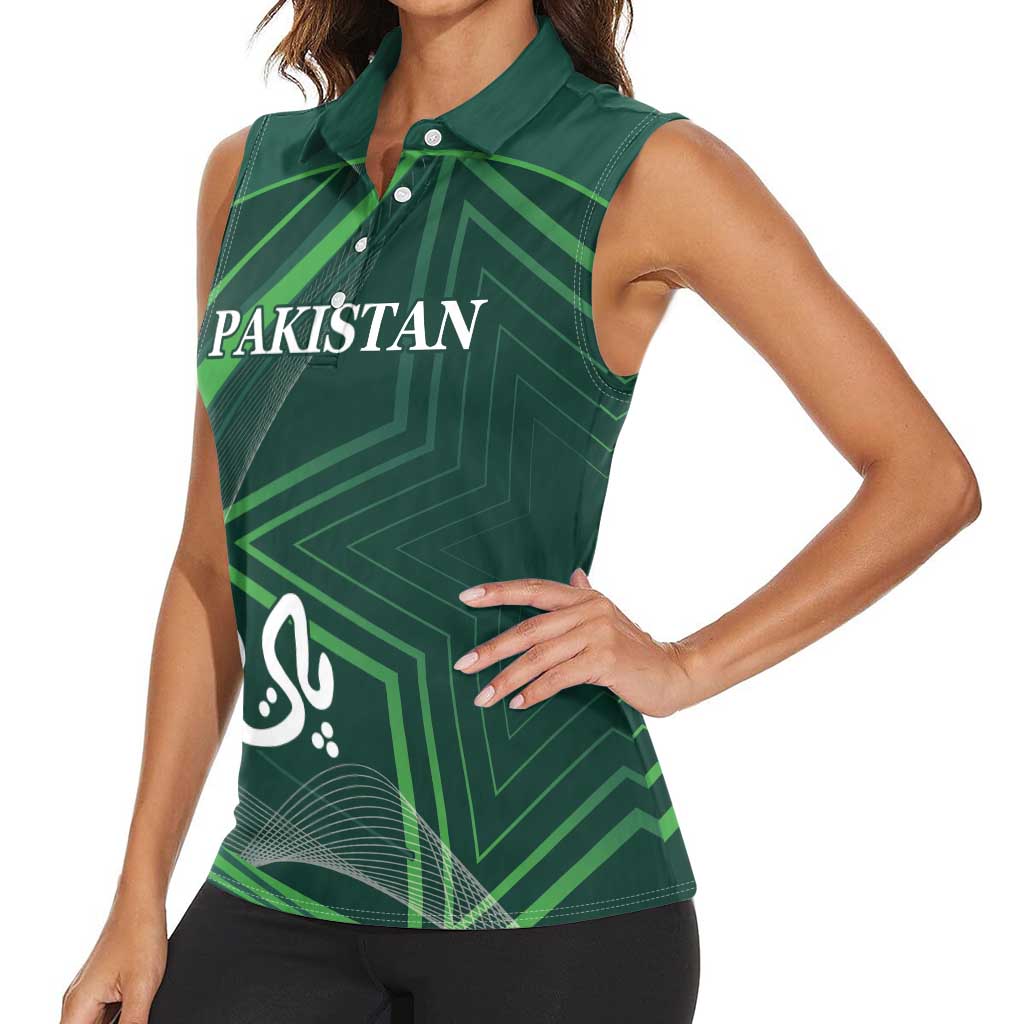 Custom Pakistan Cricket Women Sleeveless Polo Shirt Go Shaheens Sporty Version