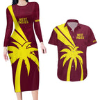 Custom West Indies Cricket Couples Matching Long Sleeve Bodycon Dress and Hawaiian Shirt Go Windies Sporty Version