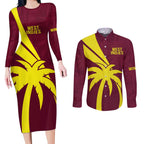 Custom West Indies Cricket Couples Matching Long Sleeve Bodycon Dress and Long Sleeve Button Shirt Go Windies Sporty Version