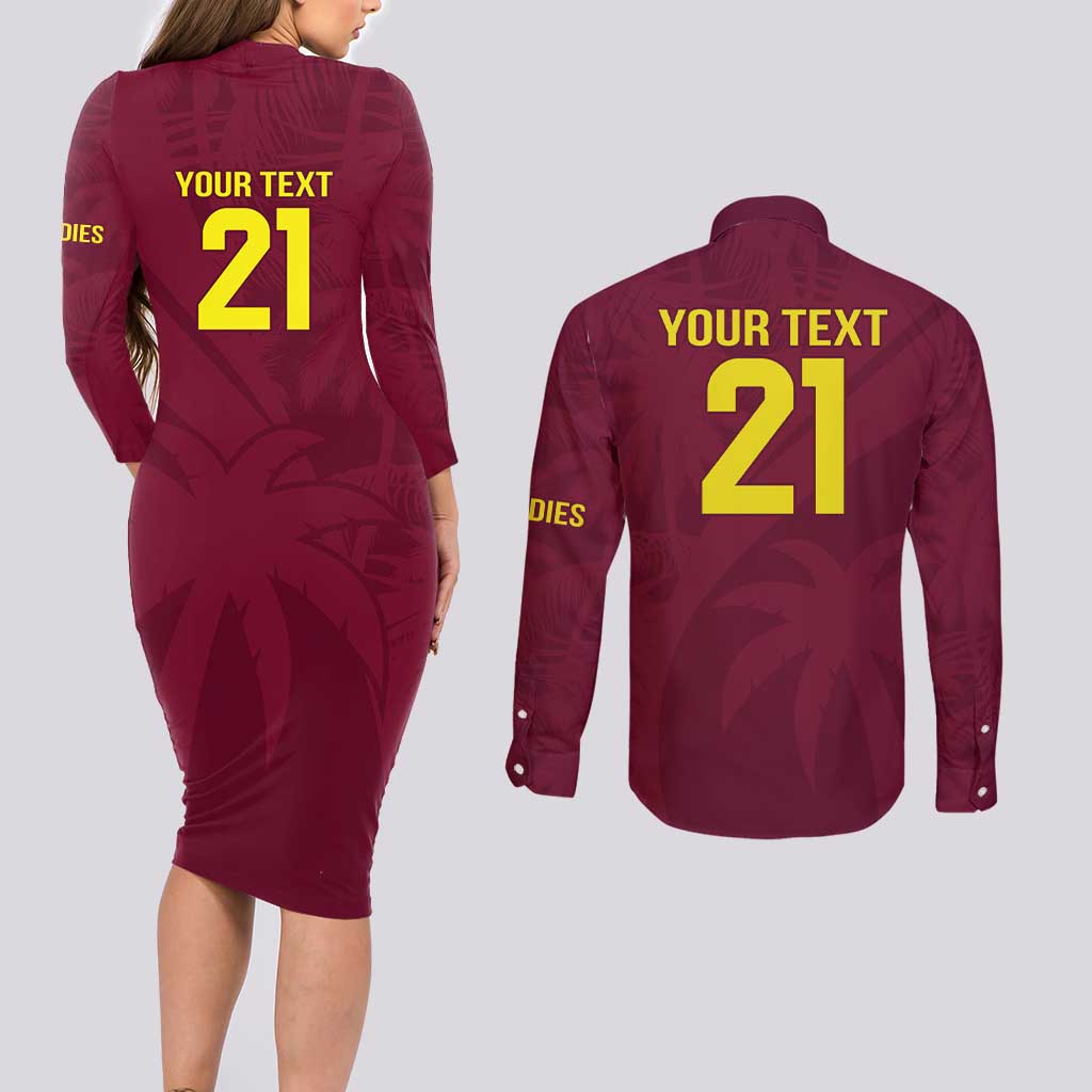 Custom West Indies Cricket Couples Matching Long Sleeve Bodycon Dress and Long Sleeve Button Shirt Go Windies Sporty Version