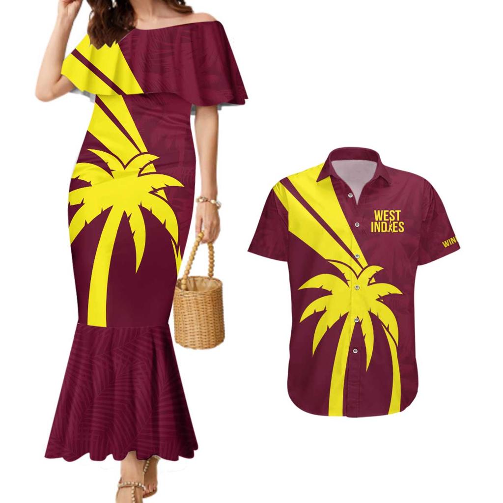 Custom West Indies Cricket Couples Matching Mermaid Dress and Hawaiian Shirt Go Windies Sporty Version