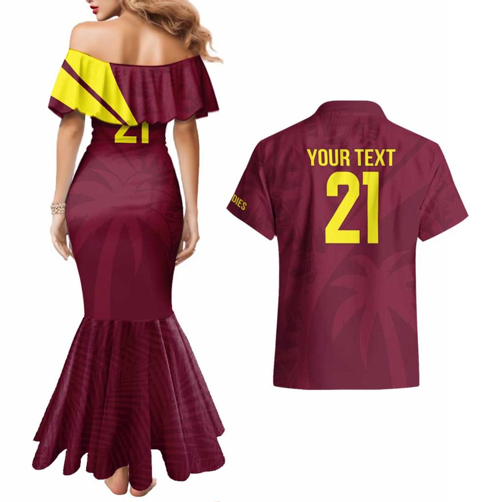 Custom West Indies Cricket Couples Matching Mermaid Dress and Hawaiian Shirt Go Windies Sporty Version