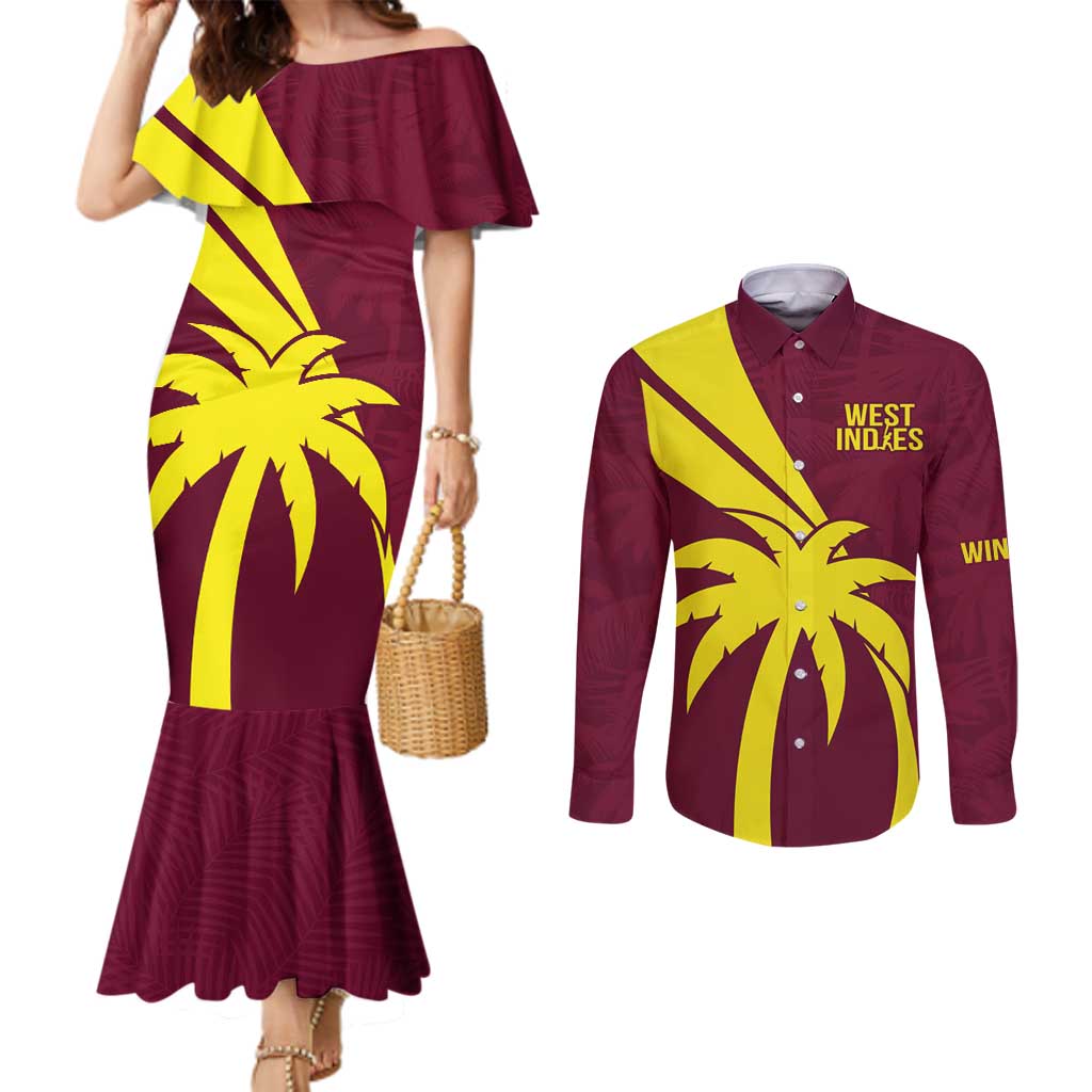 Custom West Indies Cricket Couples Matching Mermaid Dress and Long Sleeve Button Shirt Go Windies Sporty Version