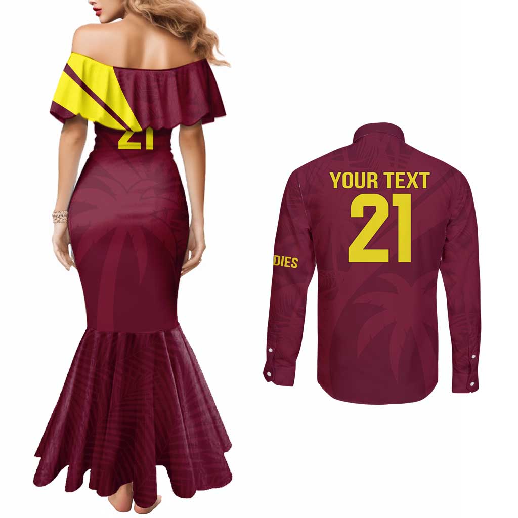 Custom West Indies Cricket Couples Matching Mermaid Dress and Long Sleeve Button Shirt Go Windies Sporty Version