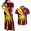 Custom West Indies Cricket Couples Matching Off Shoulder Maxi Dress and Hawaiian Shirt Go Windies Sporty Version