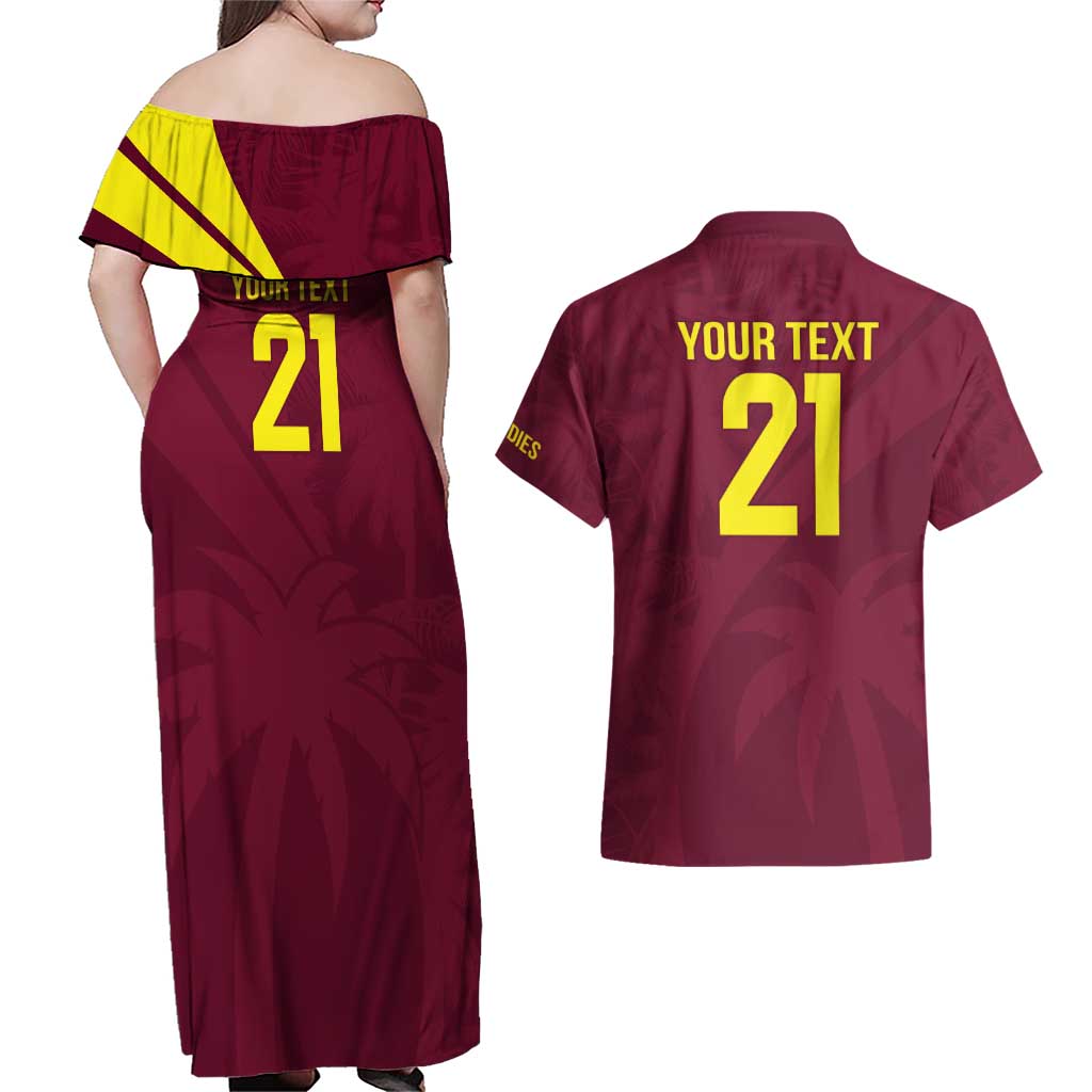 Custom West Indies Cricket Couples Matching Off Shoulder Maxi Dress and Hawaiian Shirt Go Windies Sporty Version