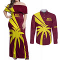 Custom West Indies Cricket Couples Matching Off Shoulder Maxi Dress and Long Sleeve Button Shirt Go Windies Sporty Version