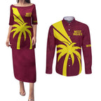 Custom West Indies Cricket Couples Matching Puletasi and Long Sleeve Button Shirt Go Windies Sporty Version