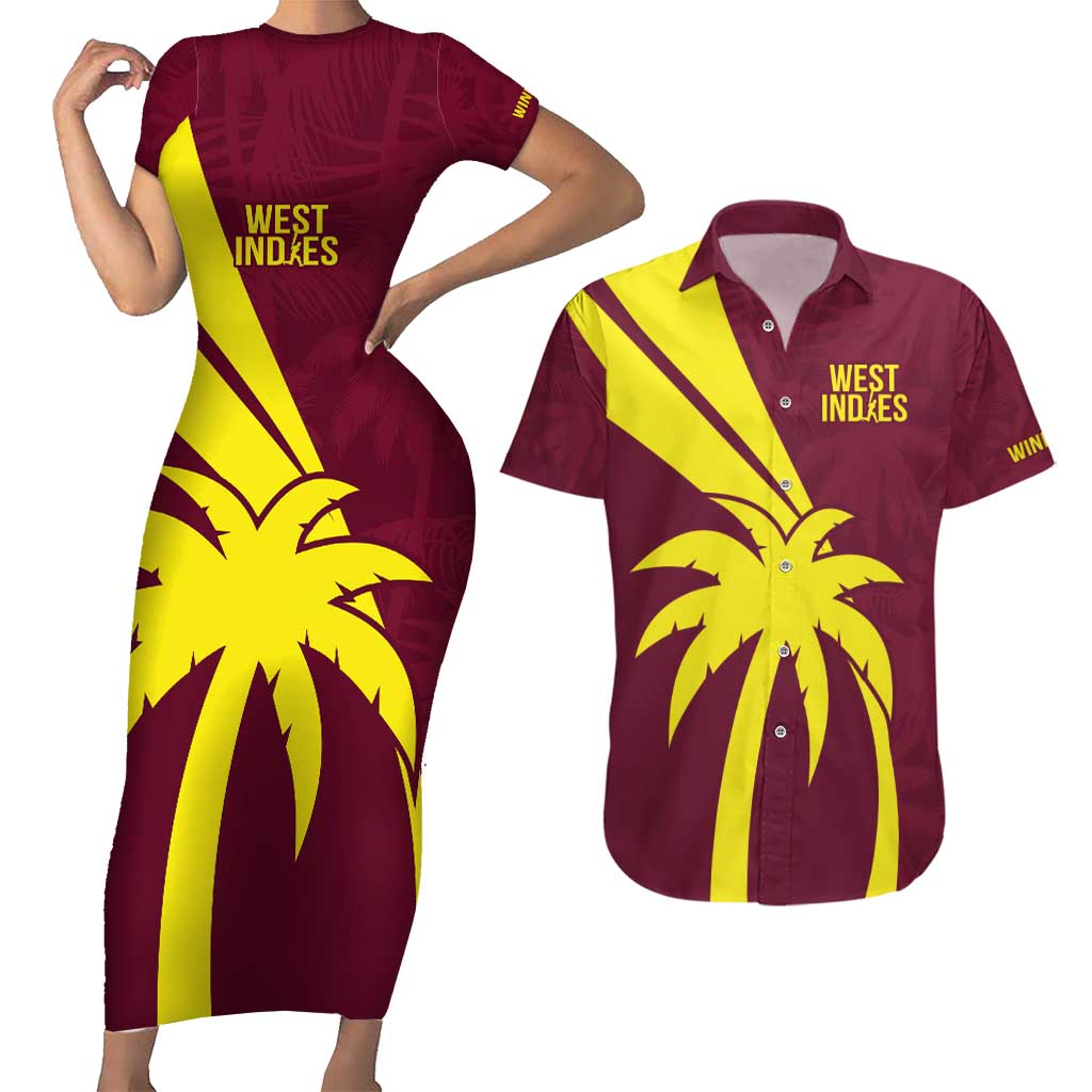 Custom West Indies Cricket Couples Matching Short Sleeve Bodycon Dress and Hawaiian Shirt Go Windies Sporty Version
