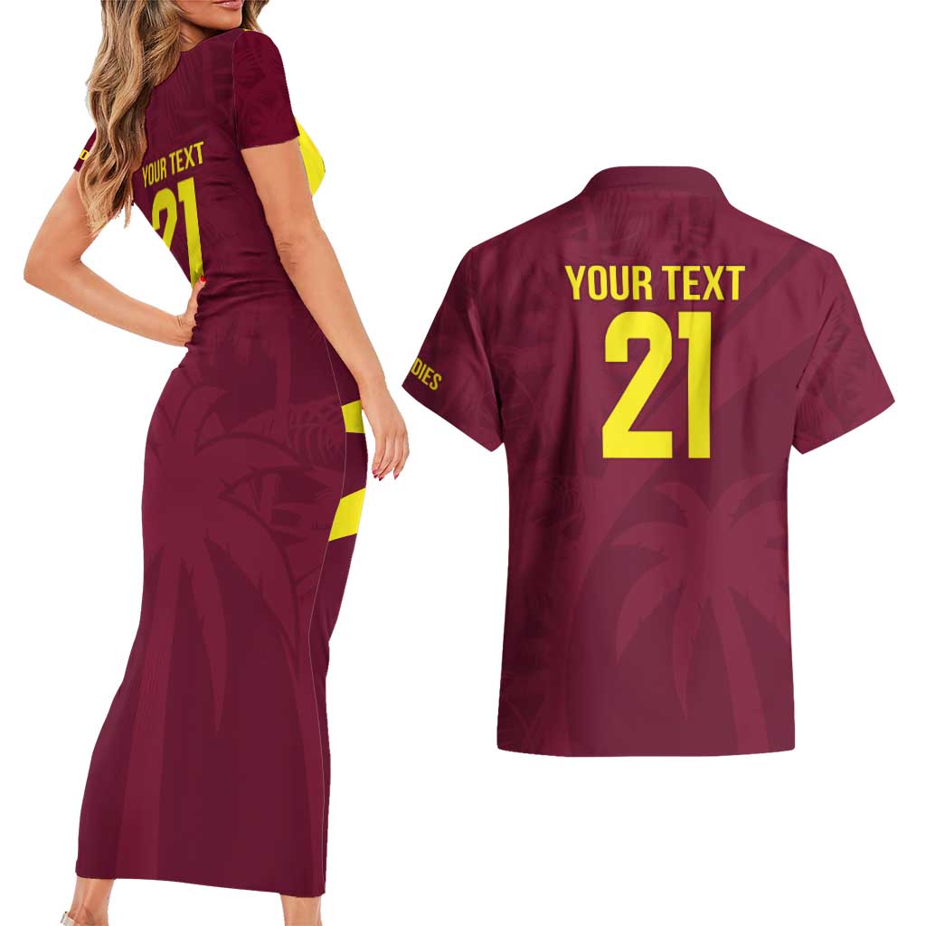 Custom West Indies Cricket Couples Matching Short Sleeve Bodycon Dress and Hawaiian Shirt Go Windies Sporty Version