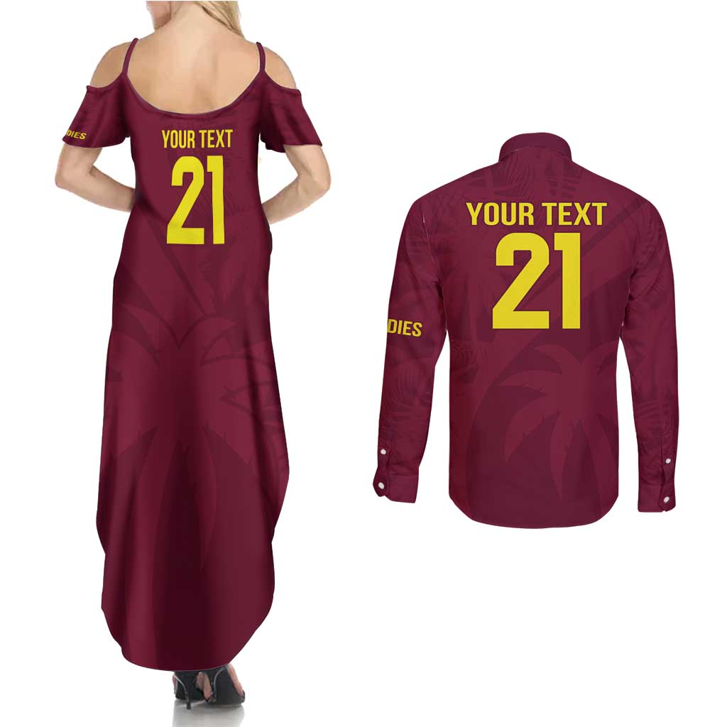 Custom West Indies Cricket Couples Matching Summer Maxi Dress and Long Sleeve Button Shirt Go Windies Sporty Version