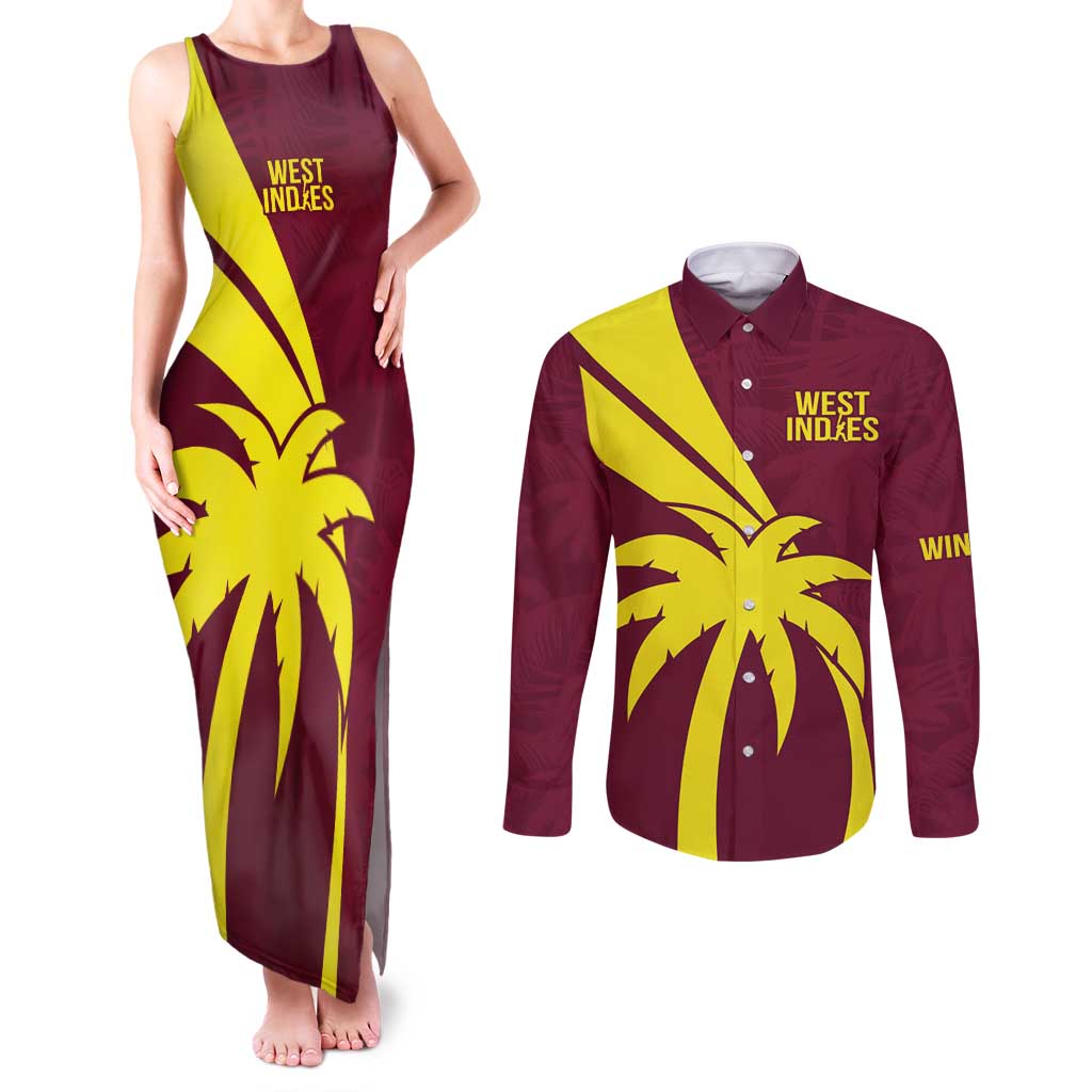 Custom West Indies Cricket Couples Matching Tank Maxi Dress and Long Sleeve Button Shirt Go Windies Sporty Version