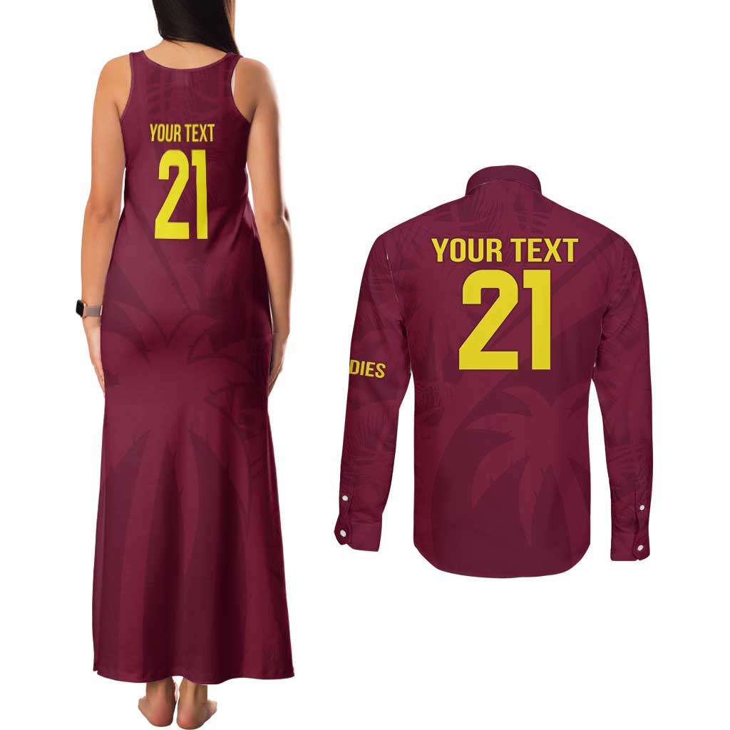 Custom West Indies Cricket Couples Matching Tank Maxi Dress and Long Sleeve Button Shirt Go Windies Sporty Version