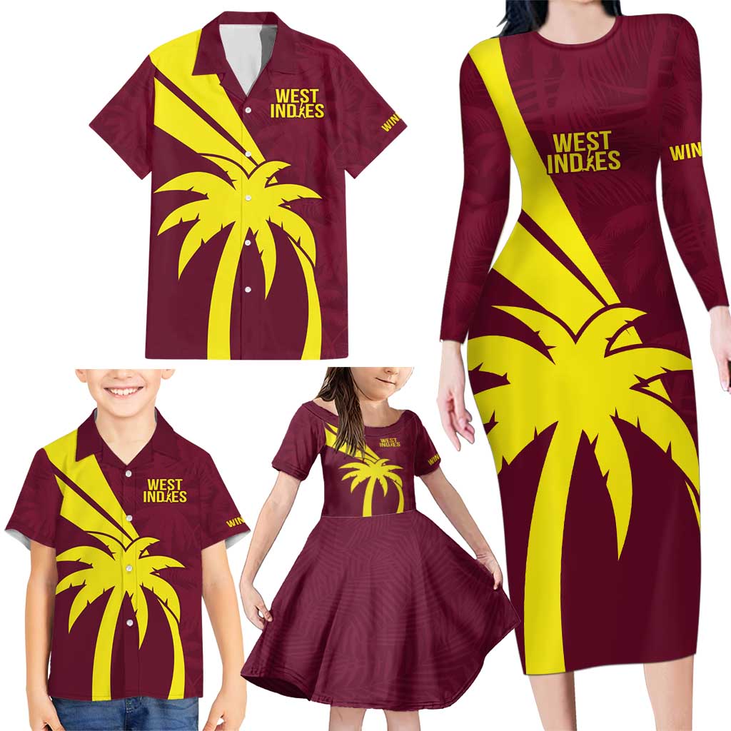 Custom West Indies Cricket Family Matching Long Sleeve Bodycon Dress and Hawaiian Shirt Go Windies Sporty Version