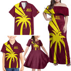 Custom West Indies Cricket Family Matching Off Shoulder Maxi Dress and Hawaiian Shirt Go Windies Sporty Version