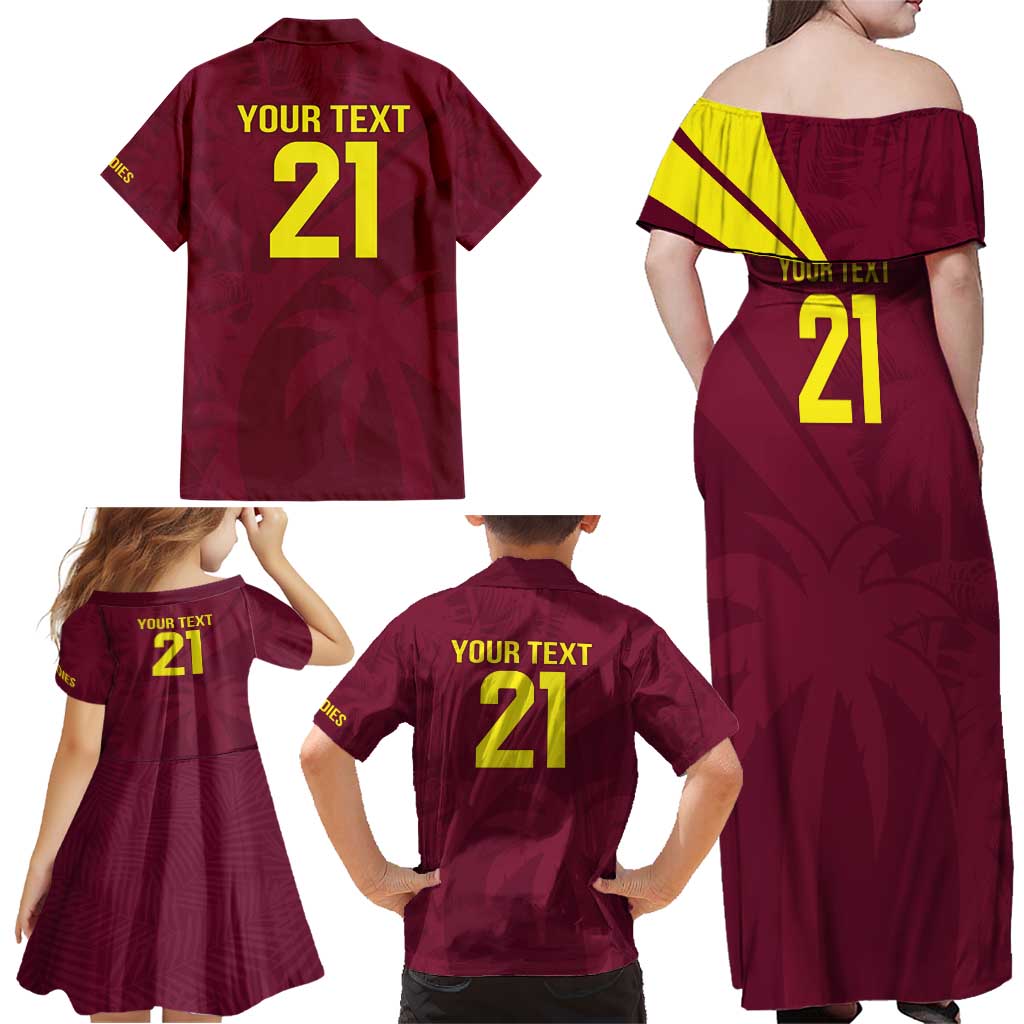 Custom West Indies Cricket Family Matching Off Shoulder Maxi Dress and Hawaiian Shirt Go Windies Sporty Version