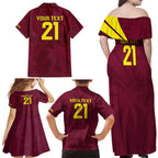 Custom West Indies Cricket Family Matching Off Shoulder Maxi Dress and Hawaiian Shirt Go Windies Sporty Version