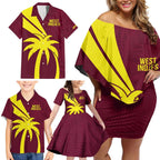 Custom West Indies Cricket Family Matching Off Shoulder Short Dress and Hawaiian Shirt Go Windies Sporty Version