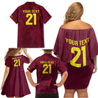 Custom West Indies Cricket Family Matching Off Shoulder Short Dress and Hawaiian Shirt Go Windies Sporty Version