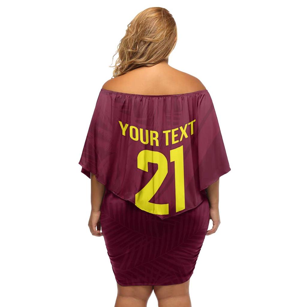 Custom West Indies Cricket Family Matching Off Shoulder Short Dress and Hawaiian Shirt Go Windies Sporty Version