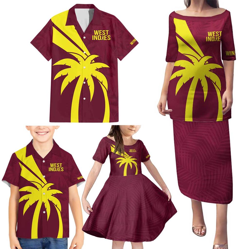 Custom West Indies Cricket Family Matching Puletasi and Hawaiian Shirt Go Windies Sporty Version