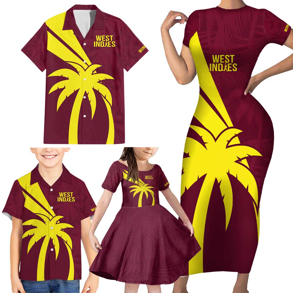 Custom West Indies Cricket Family Matching Short Sleeve Bodycon Dress and Hawaiian Shirt Go Windies Sporty Version