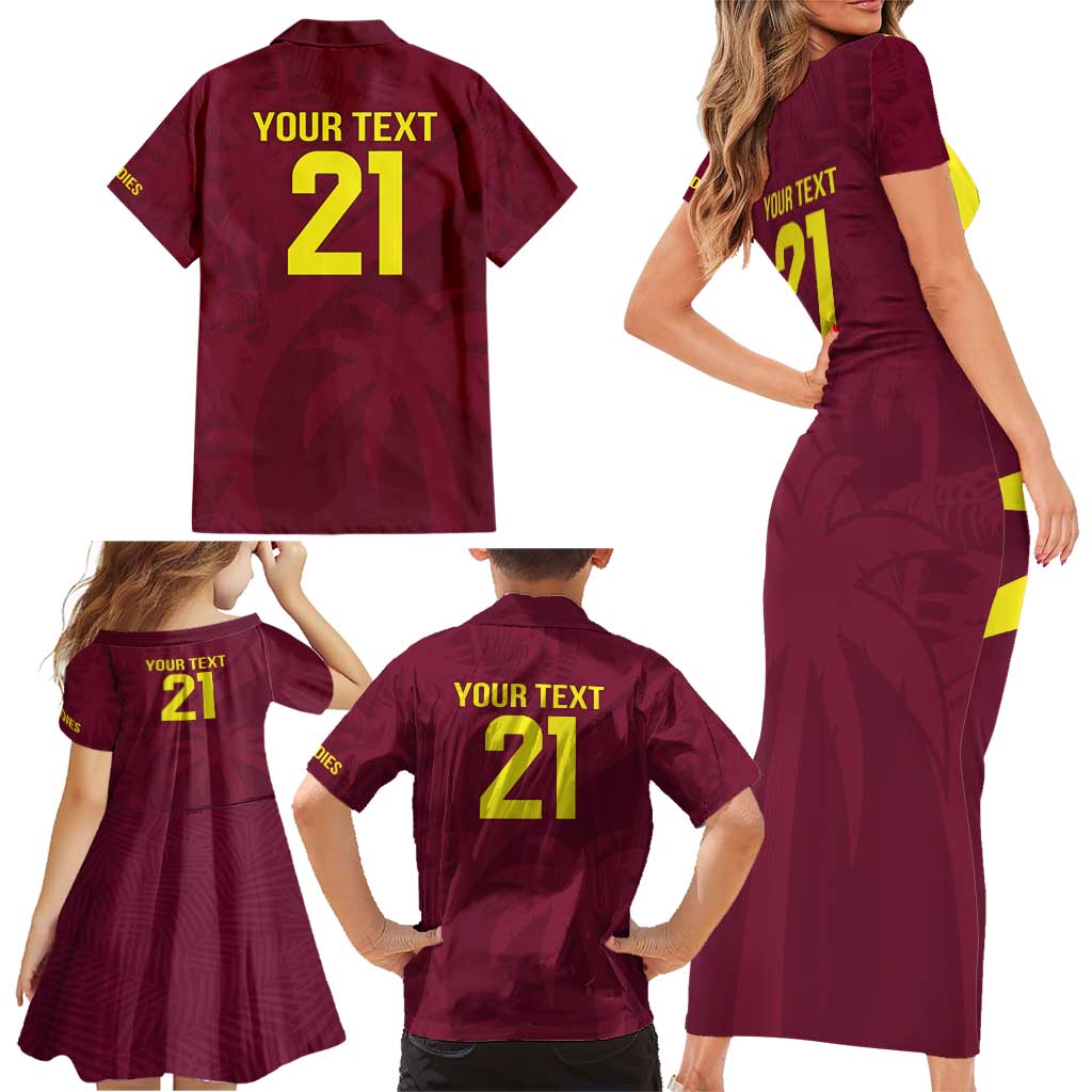 Custom West Indies Cricket Family Matching Short Sleeve Bodycon Dress and Hawaiian Shirt Go Windies Sporty Version