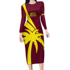 Custom West Indies Cricket Long Sleeve Bodycon Dress Go Windies Sporty Version