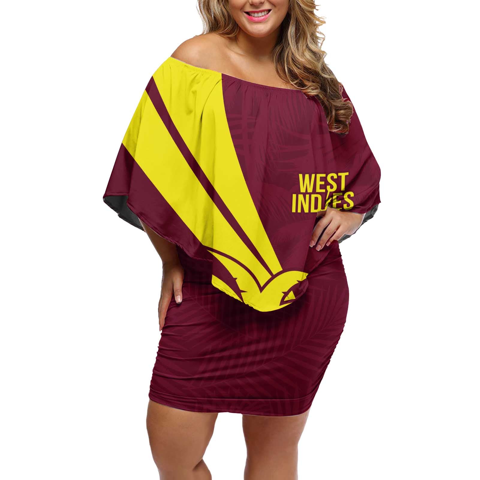 Custom West Indies Cricket Off Shoulder Short Dress Go Windies Sporty Version