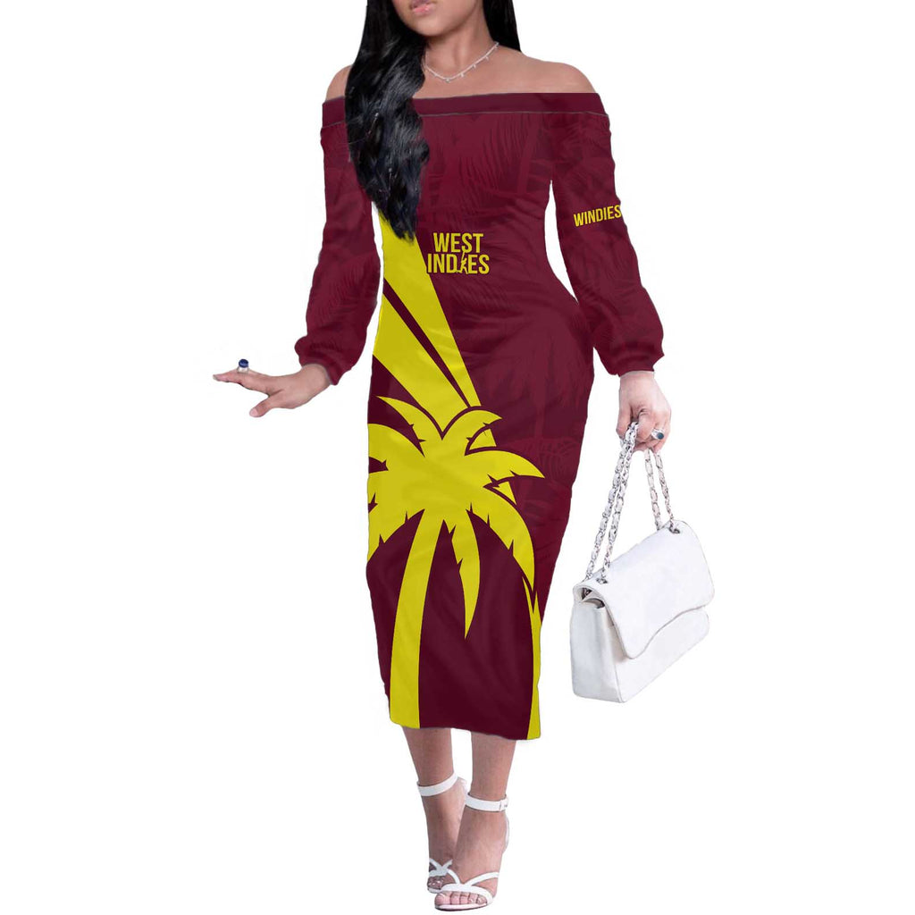 Custom West Indies Cricket Off The Shoulder Long Sleeve Dress Go Windies Sporty Version