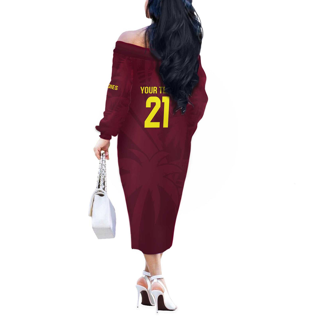 Custom West Indies Cricket Off The Shoulder Long Sleeve Dress Go Windies Sporty Version