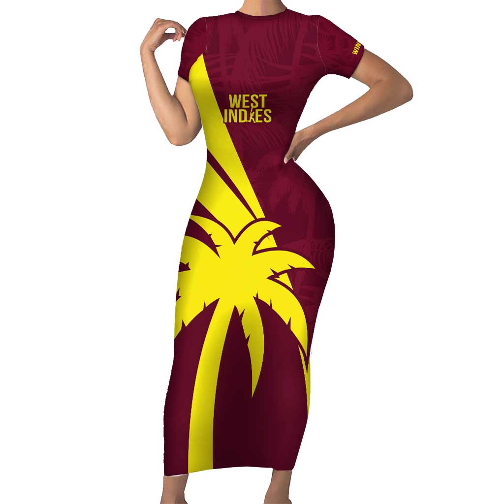 Custom West Indies Cricket Short Sleeve Bodycon Dress Go Windies Sporty Version
