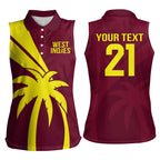 Custom West Indies Cricket Women Sleeveless Polo Shirt Go Windies Sporty Version