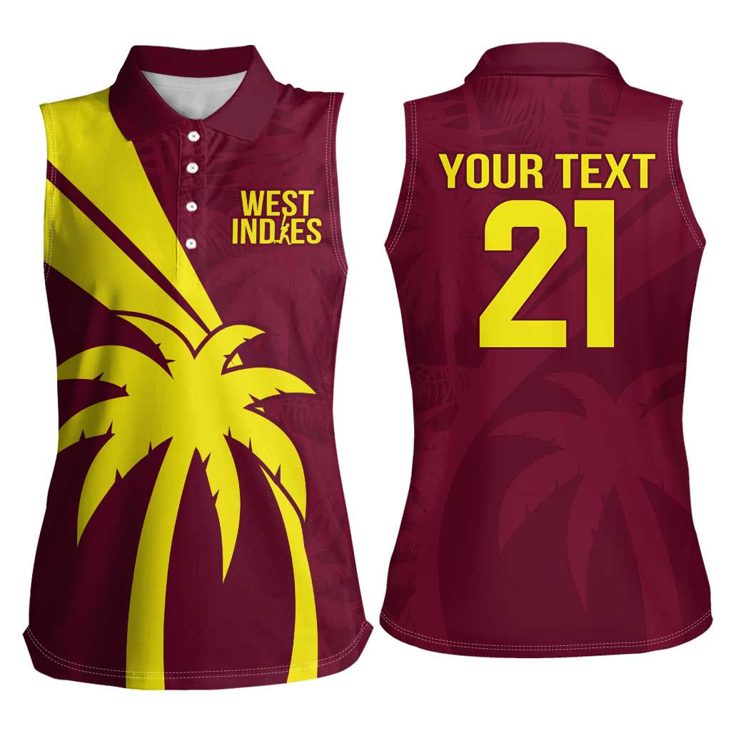 Custom West Indies Cricket Women Sleeveless Polo Shirt Go Windies Sporty Version