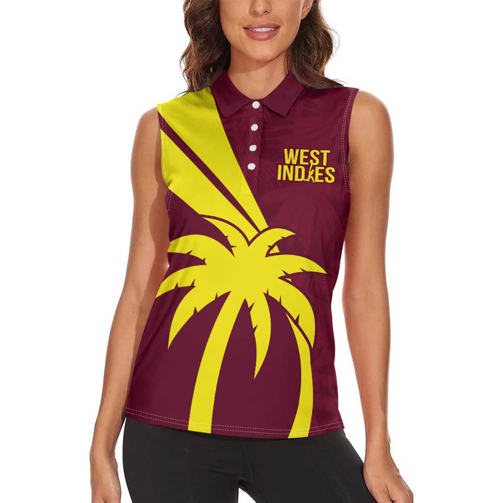 Custom West Indies Cricket Women Sleeveless Polo Shirt Go Windies Sporty Version