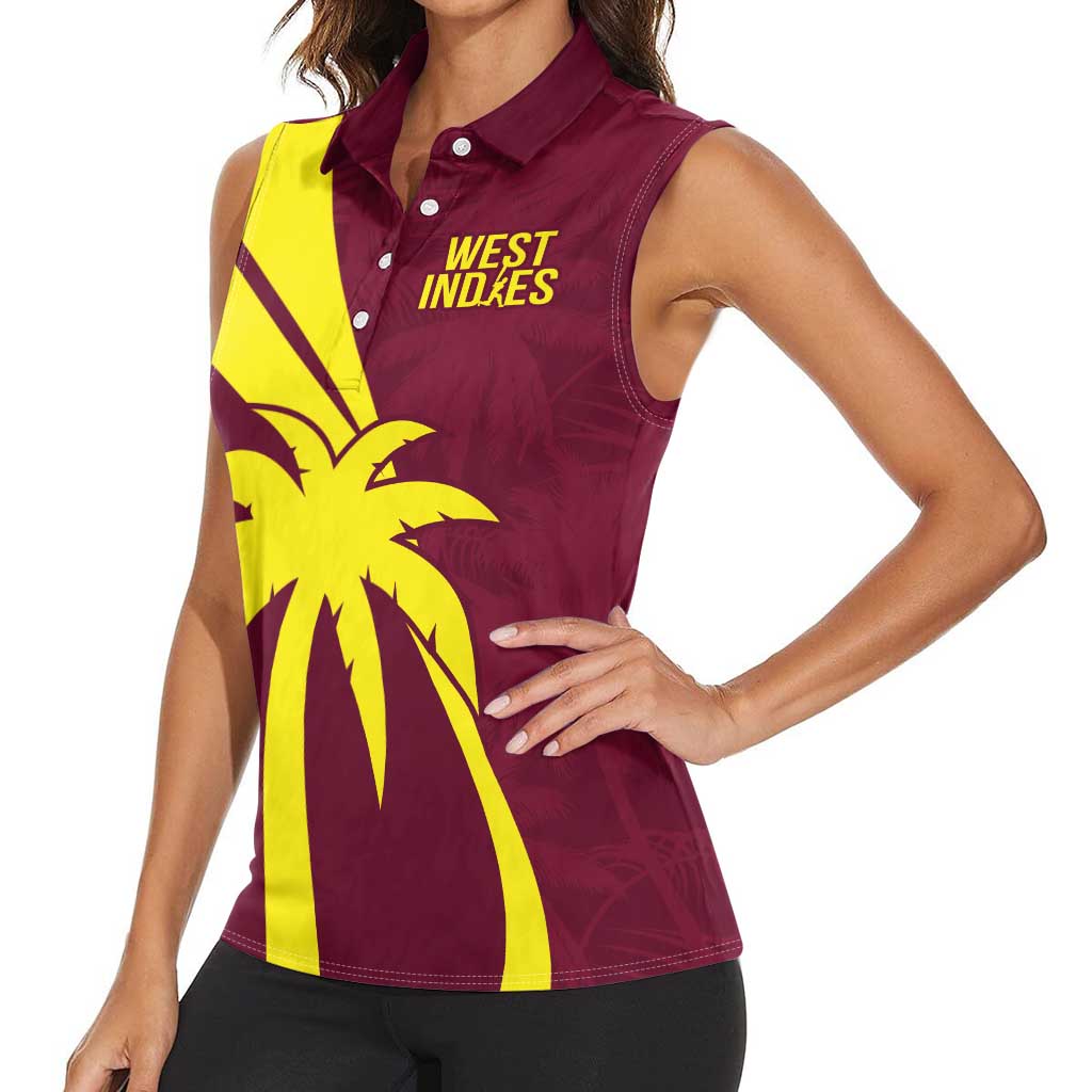 Custom West Indies Cricket Women Sleeveless Polo Shirt Go Windies Sporty Version