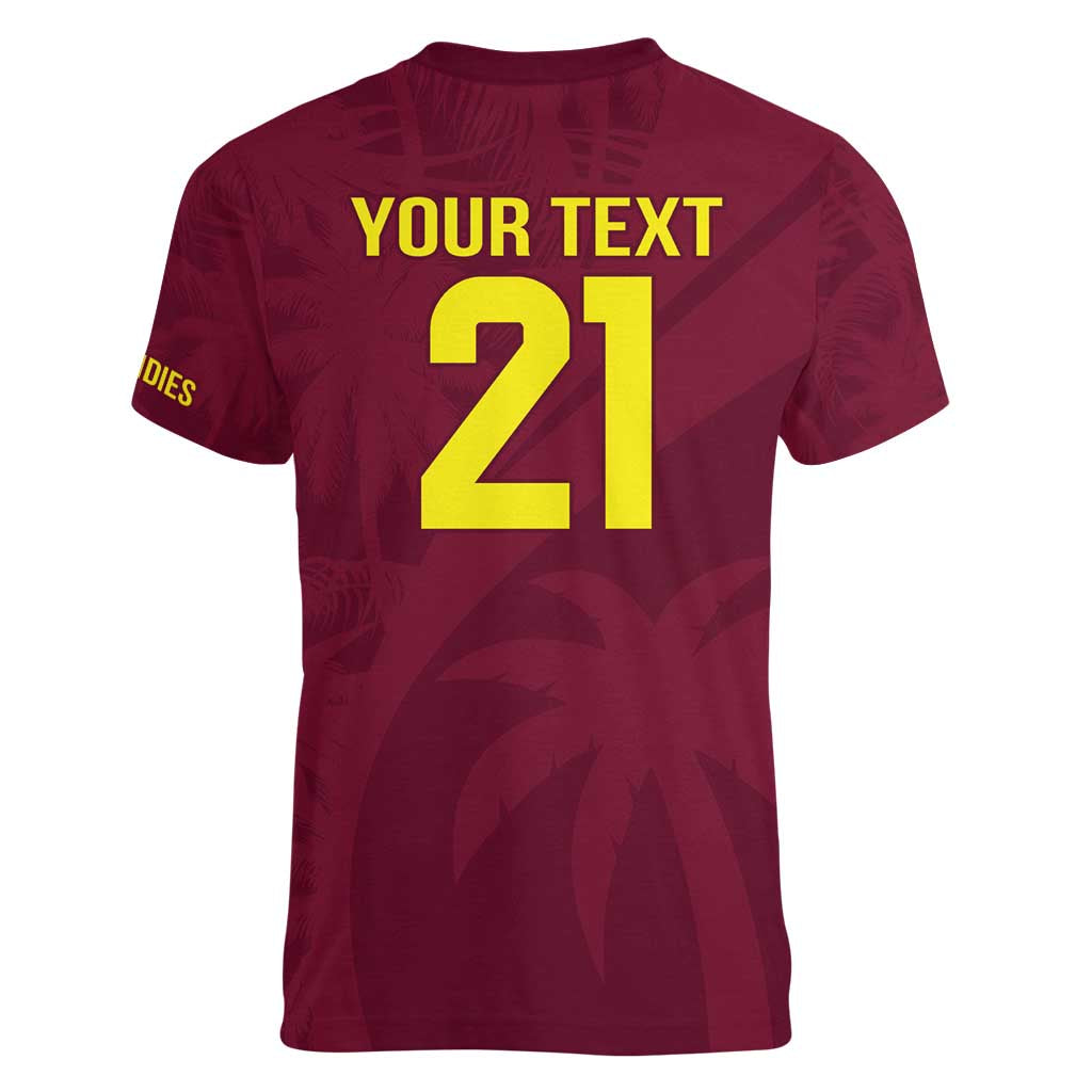 Custom West Indies Cricket Women V-Neck T-Shirt Go Windies Sporty Version