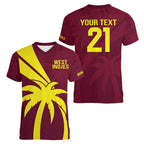 Custom West Indies Cricket Women V-Neck T-Shirt Go Windies Sporty Version
