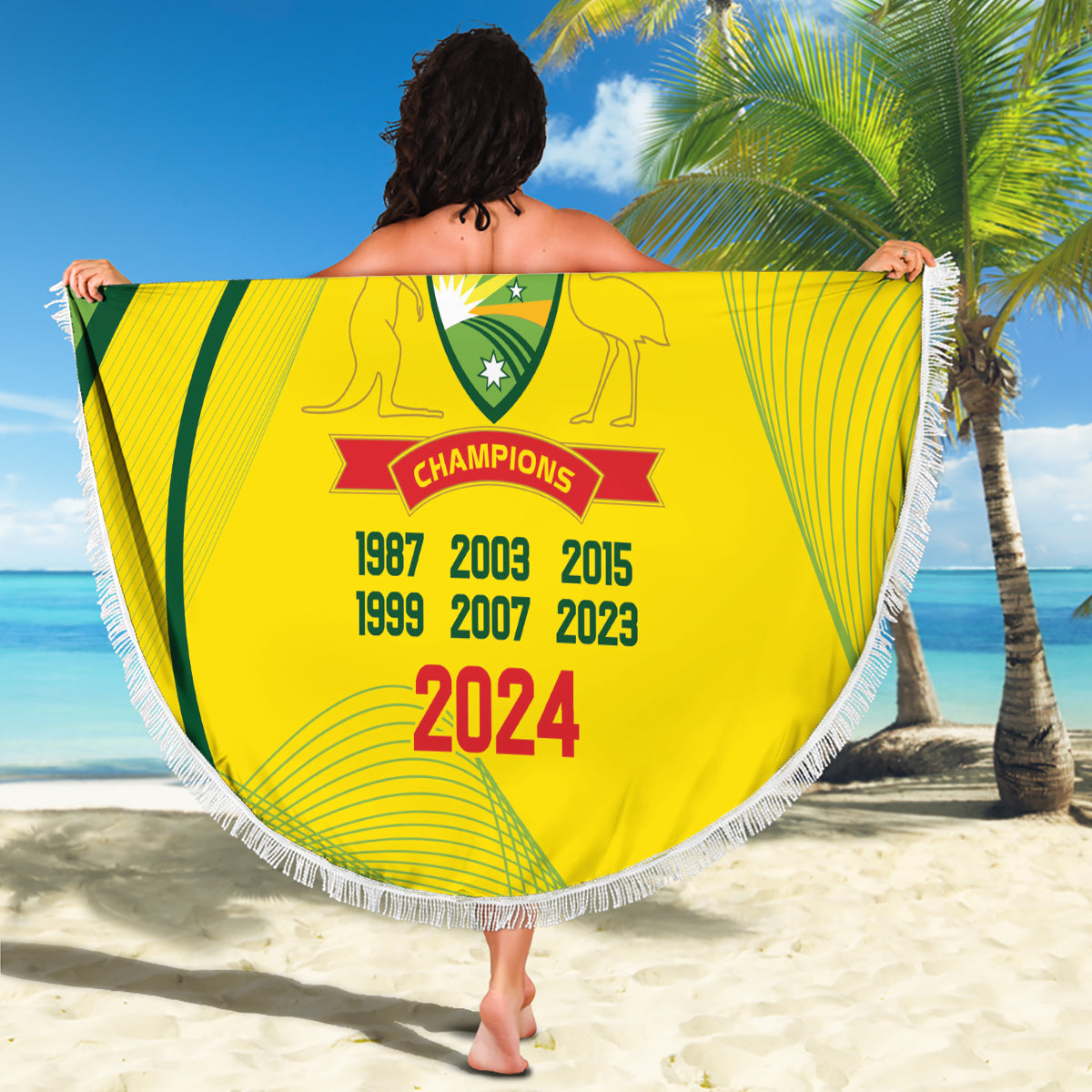 Australia Cricket World Cup 2024 Beach Blanket Aussie Make Champions