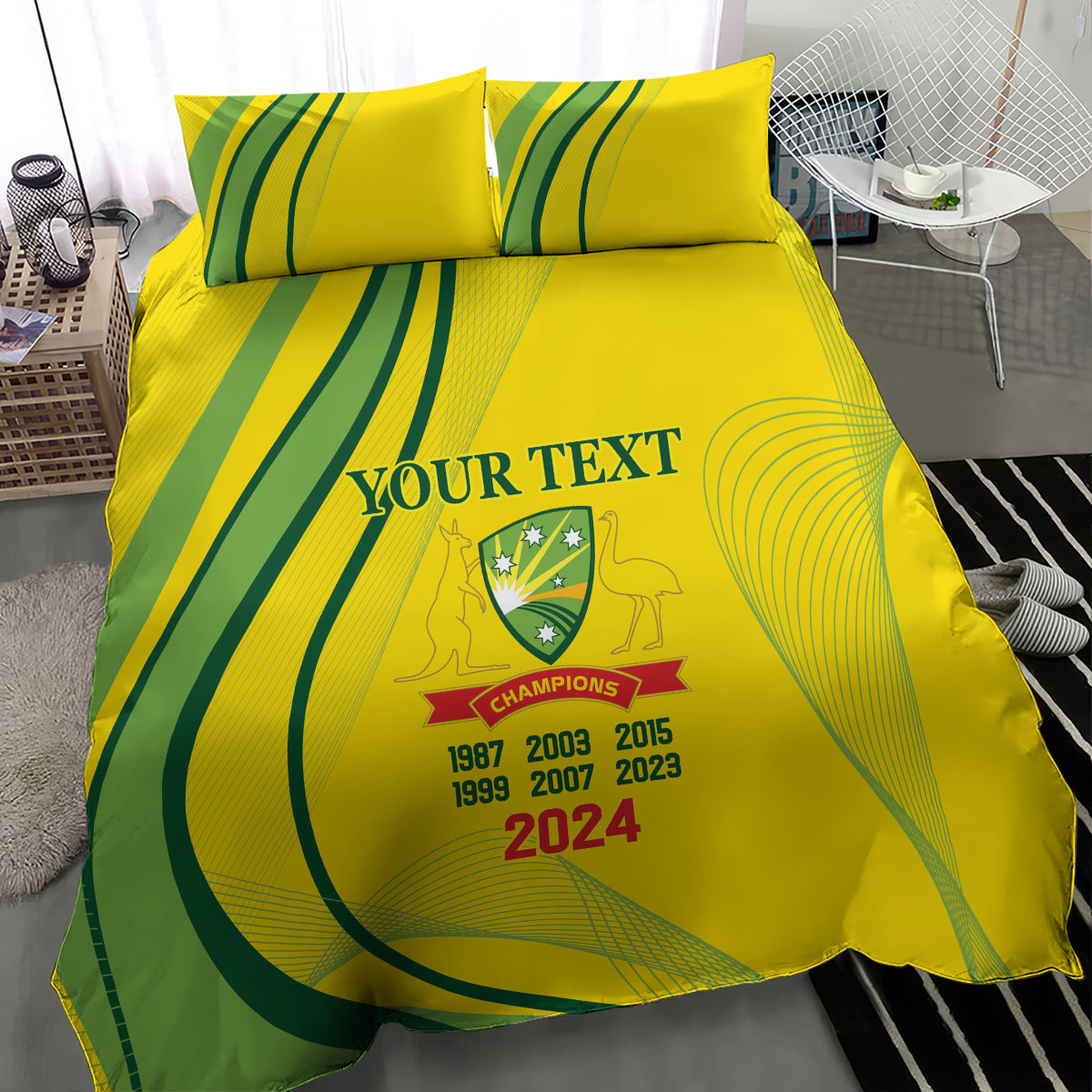 Australia Cricket World Cup 2024 Bedding Set Aussie Make Champions