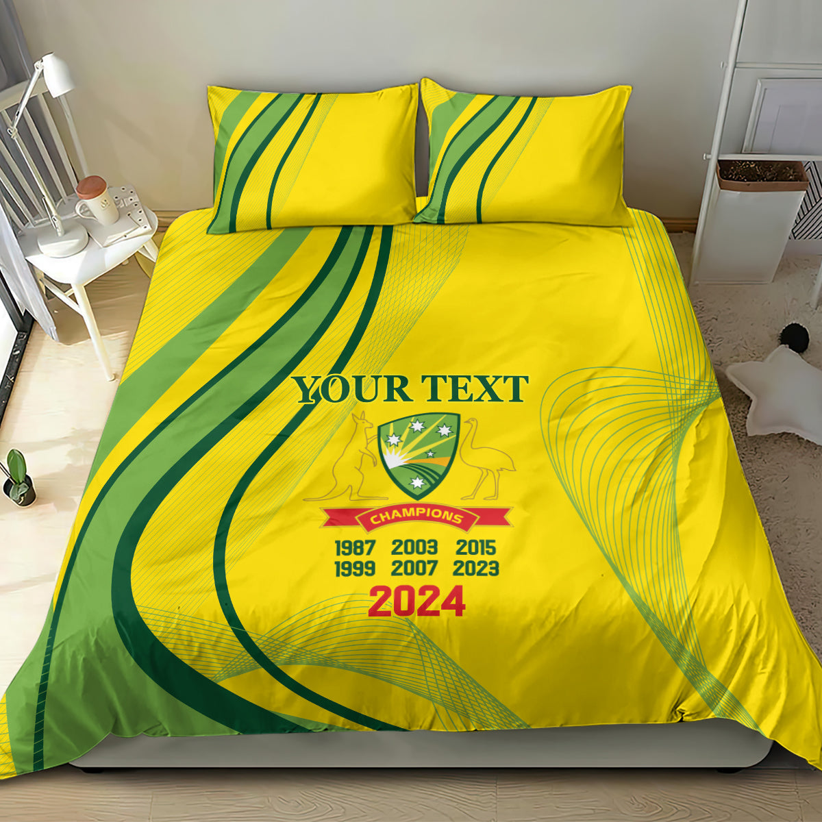 Australia Cricket World Cup 2024 Bedding Set Aussie Make Champions