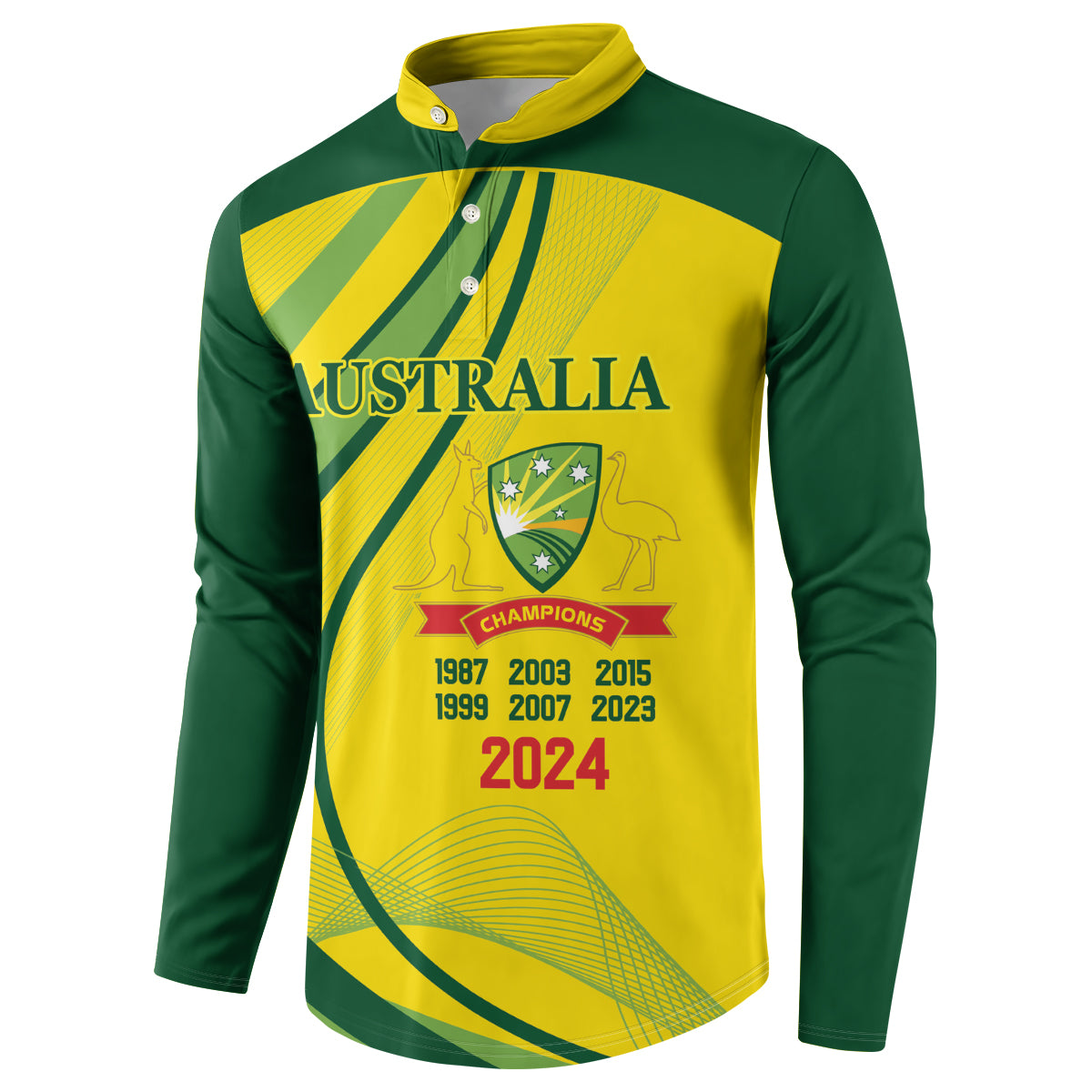 Australia Cricket World Cup 2024 Button Sweatshirt Aussie Make Champions