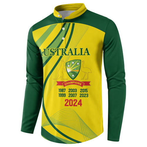 Australia Cricket World Cup 2024 Button Sweatshirt Aussie Make Champions