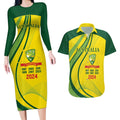 Australia Cricket World Cup 2024 Couples Matching Long Sleeve Bodycon Dress and Hawaiian Shirt Aussie Make Champions