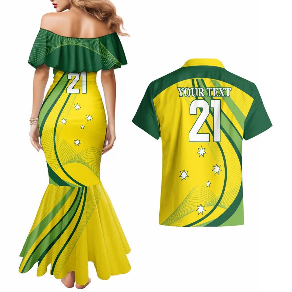 Australia Cricket World Cup 2024 Couples Matching Mermaid Dress and Hawaiian Shirt Aussie Make Champions