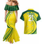 Australia Cricket World Cup 2024 Couples Matching Mermaid Dress and Hawaiian Shirt Aussie Make Champions