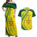 Australia Cricket World Cup 2024 Couples Matching Off Shoulder Maxi Dress and Hawaiian Shirt Aussie Make Champions