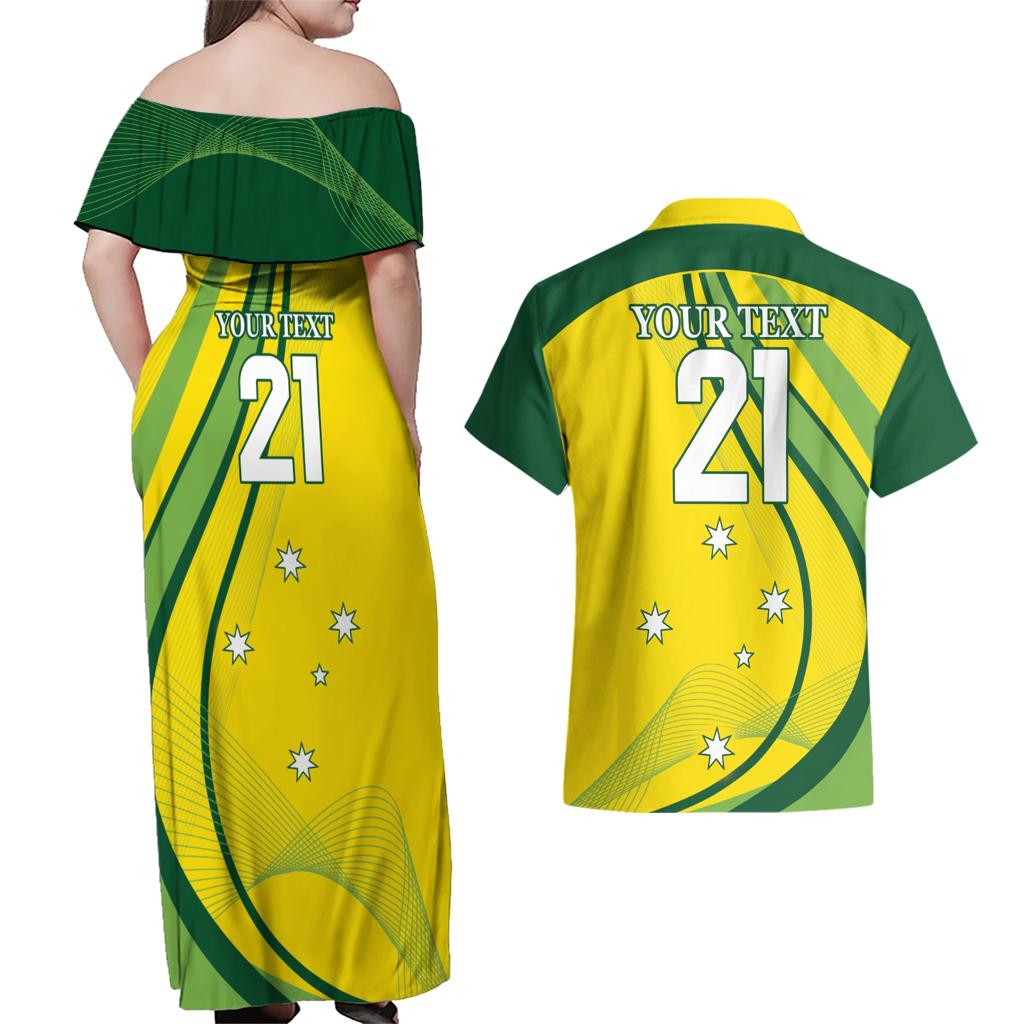Australia Cricket World Cup 2024 Couples Matching Off Shoulder Maxi Dress and Hawaiian Shirt Aussie Make Champions